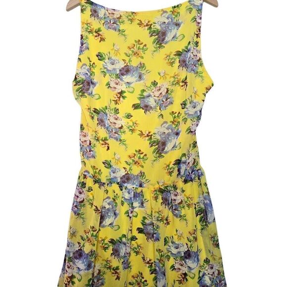 Tulle Women’s Yellow Floral Sleeveless Fit & Flare Dress Size Small Boho Sundres - Picture 5 of 9